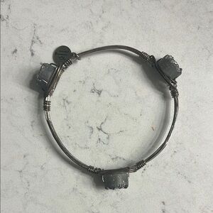 Silver Wire Wrapped Bracelet with Gray Stones